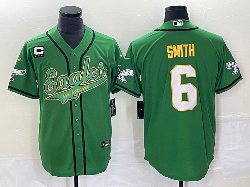 Men Philadelphia Eagles #6 Smith Green Co Branding Game NFL Jersey style 6->philadelphia eagles->NFL Jersey